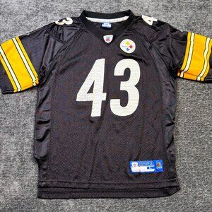 Reebok NFL Steelers Troy Polamalu #43 Boys Large Jersey Black Gold